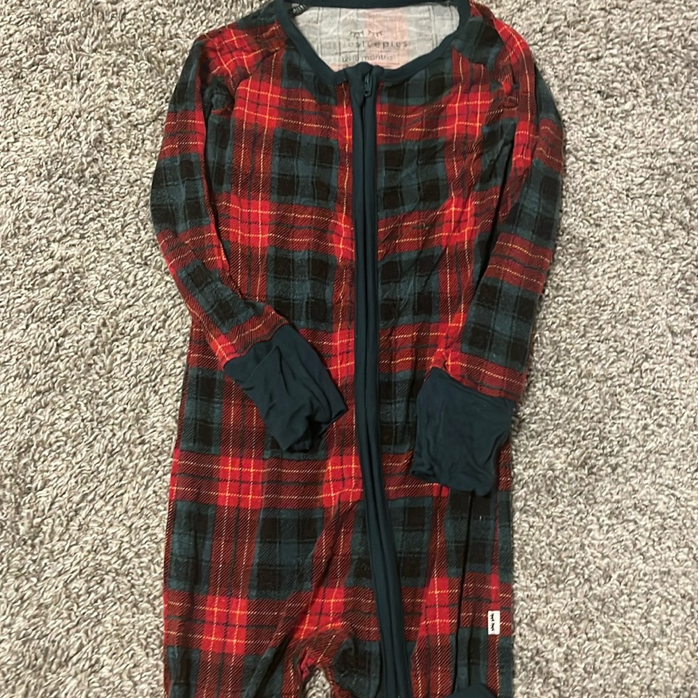 Little Sleepies Plaid Christmas Zippy